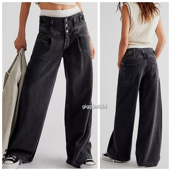 Free People Pants - Free People Care Super Sweeper Wide Leg Flood Jeans